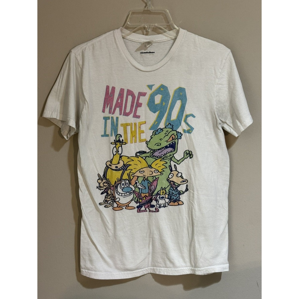 Nickelodeon Shirt Adult Small Rugrats Hey Arnold White Graphic Tee